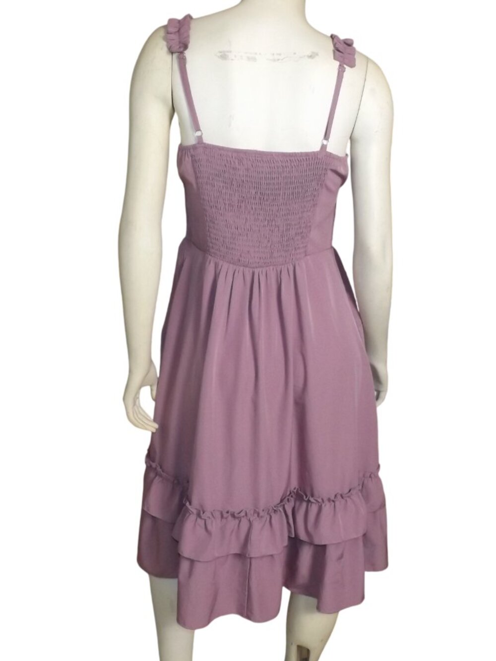 SCARLET DARKNESS Dress, L, Pastel purple, Ruffle shoulders/straps, Cinch Skirt - Picture 7 of 14